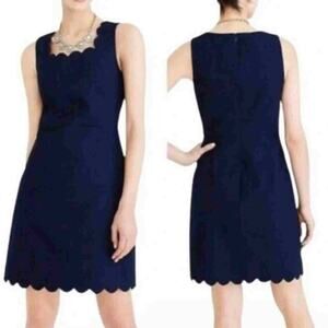 J. Crew Navy Scalloped Sheath‎ Dress Size 2 Sleeveless Cocktail